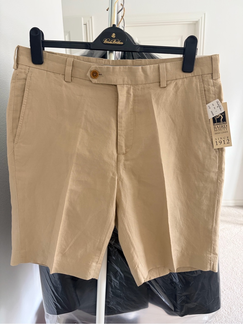 Brooks Brothers W34 Irish Linen Shorts Baird McNutt Khaki Men